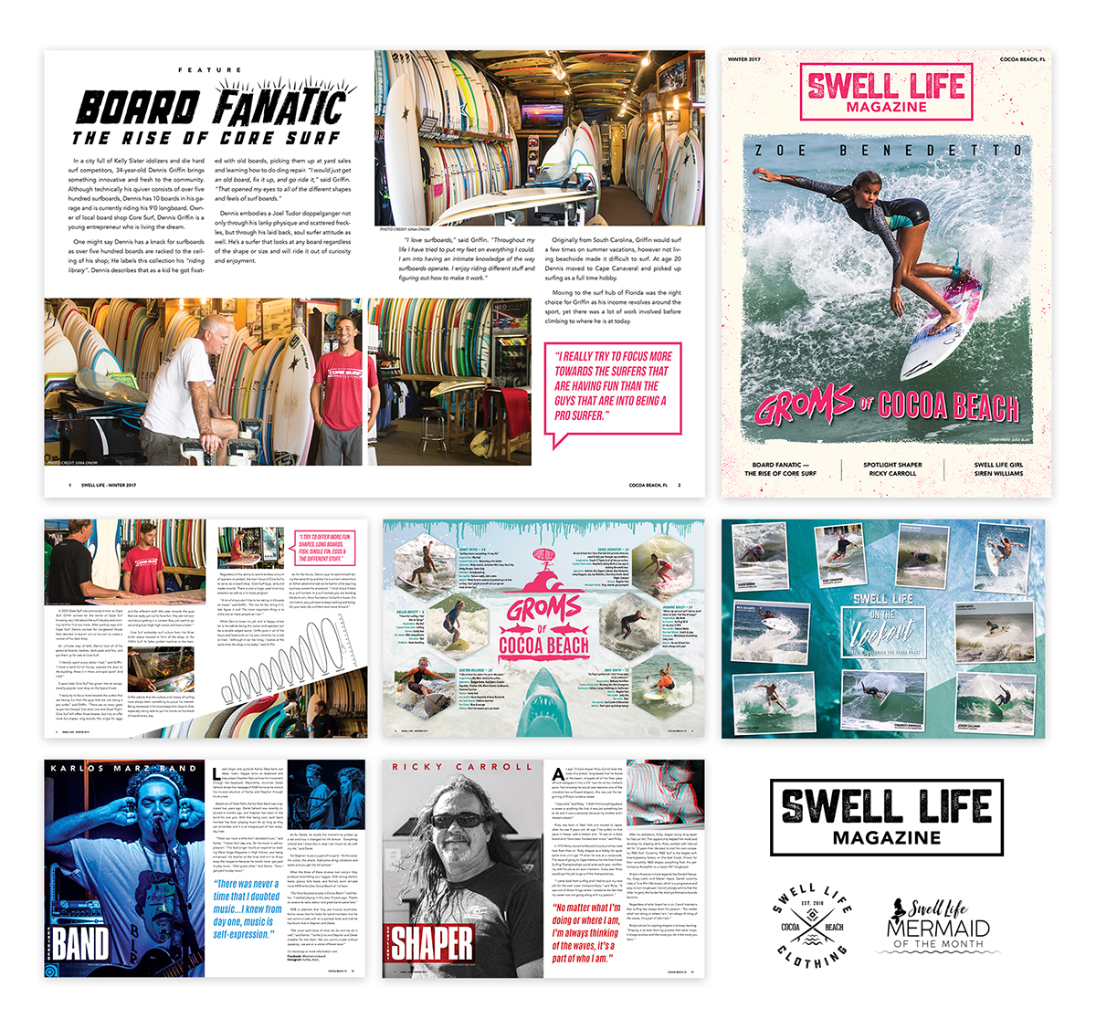 Swell Life layout design showcase for issue 2